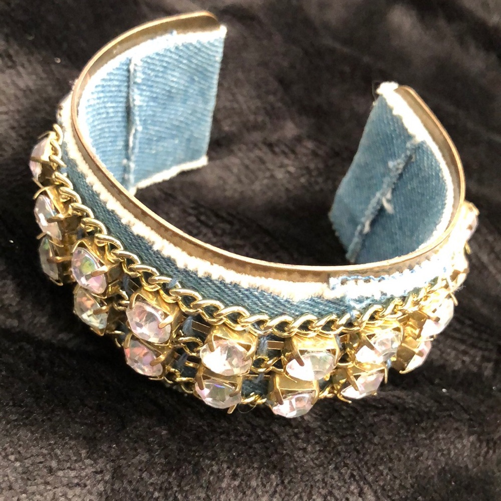 Adjustable denim cuff bracelet